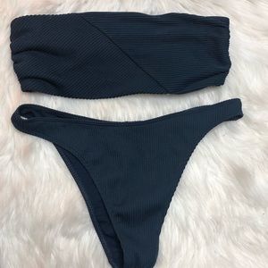 🌊Hollister Bandeau Navy Bikini Top & Bottom